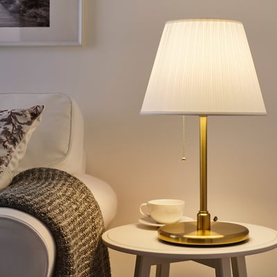 KRYSSMAST Table lamp base, brass-plated