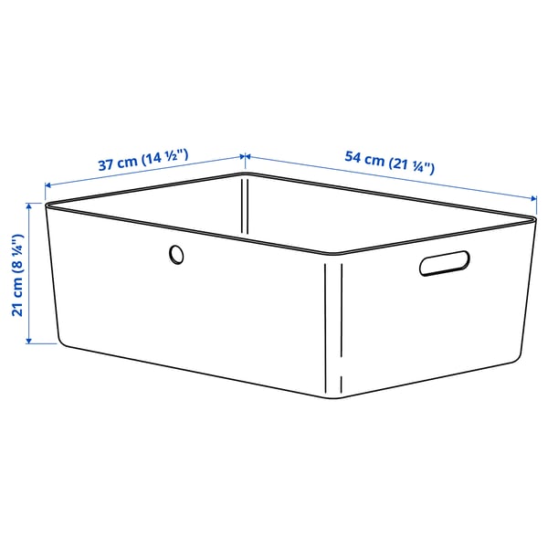 KUGGIS Box, light grey, 37x54x21 cm