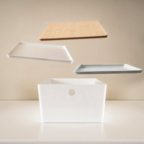 KUGGIS Box, light grey, 26x35x15 cm