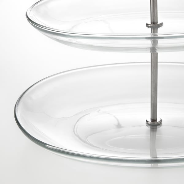 KVITTERA Serving stand, three tiers, clear glass/stainless steel