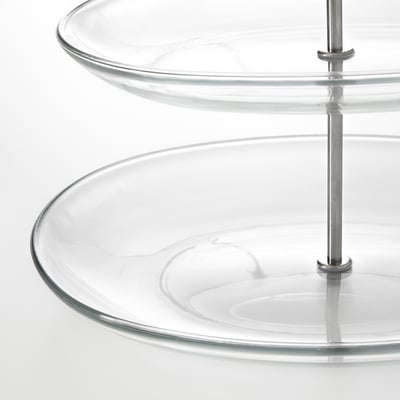 KVITTERA Serving stand, three tiers, clear glass/stainless steel
