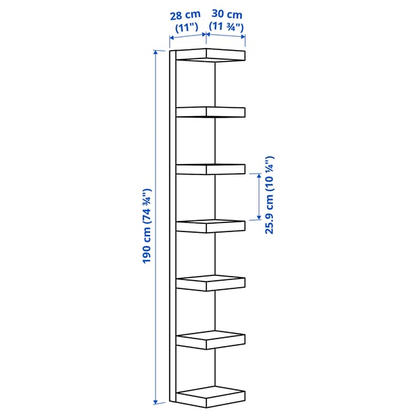 LACK Wall shelf unit, black-brown, 30x190 cm