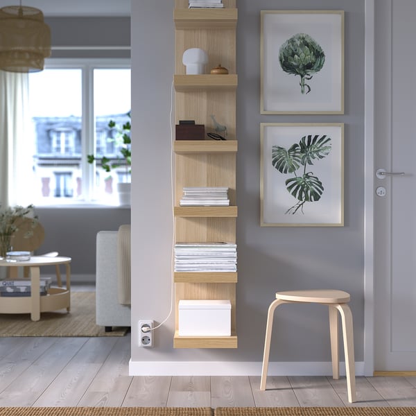 LACK Wall shelf unit, white stained oak effect, 30x190 cm