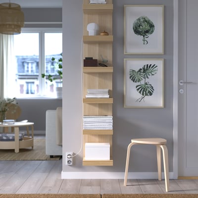 LACK Wall shelf unit, white stained oak effect, 30x190 cm