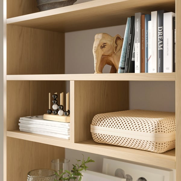 LÅDMAKARE Storage combination w sliding doors, with 2 shelf inserts/oak effect, 238x35x212 cm