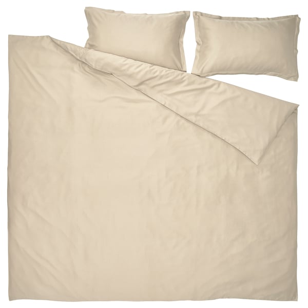 LÄKEVÄNDEROT Duvet cover and 2 pillowcases, beige, 200x200/50x80 cm