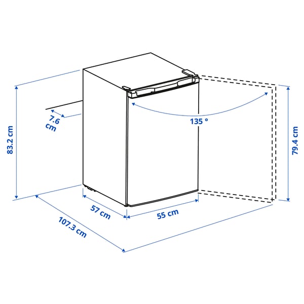LAGAN Fridge with freezer compartment, freestanding/white, 97/16 l