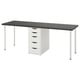 LAGKAPTEN / ALEX Desk, black-brown/white, 200x60 cm