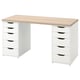 LAGKAPTEN / ALEX Desk, white stained oak effect/white, 140x60 cm