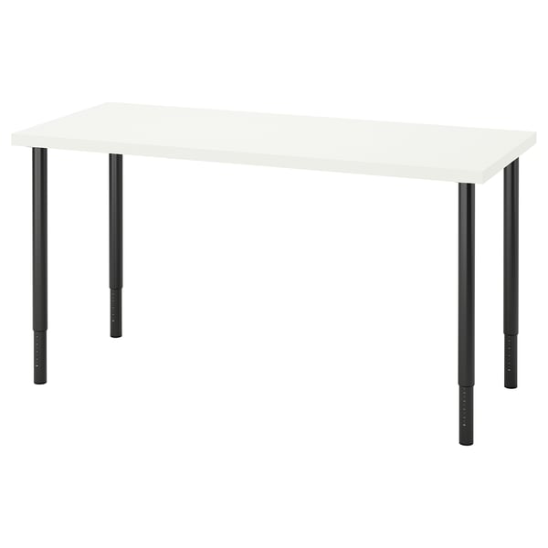 LAGKAPTEN / OLOV Desk, white/black, 140x60 cm
