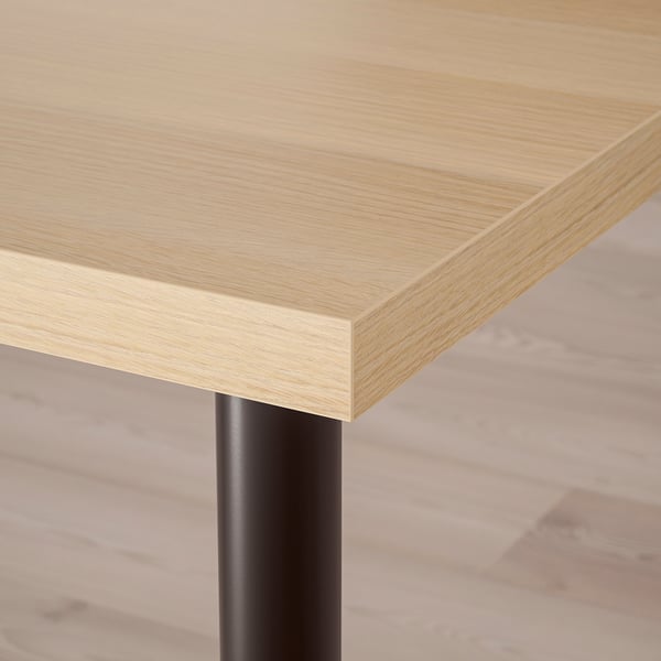 LAGKAPTEN / OLOV Desk, white stained oak effect/black, 120x60 cm