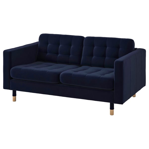 LANDSKRONA 2-seat sofa, Djuparp dark blue/wood
