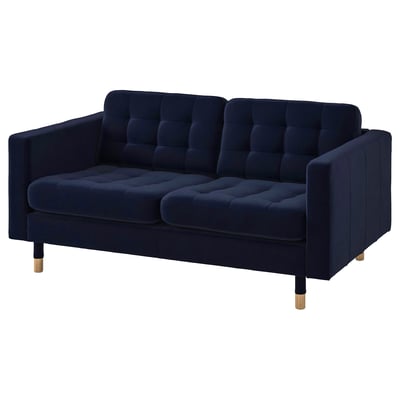 LANDSKRONA 2-seat sofa, Djuparp dark blue/wood