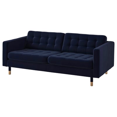 LANDSKRONA 3-seat sofa, Djuparp dark blue/wood