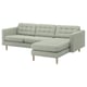 LANDSKRONA 3-seat sofa, with chaise longue/Gunnared light green/wood