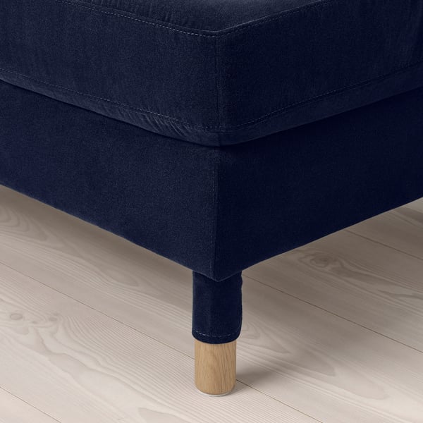 LANDSKRONA Footstool, Djuparp dark blue/wood