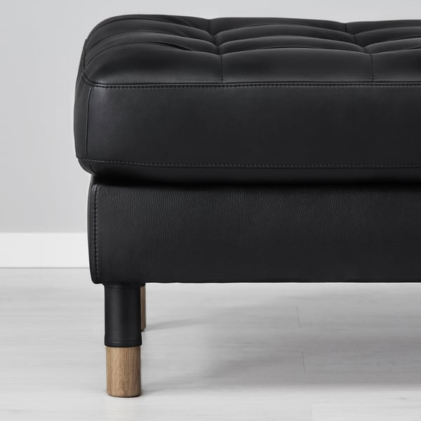 LANDSKRONA Footstool, Grann/Bomstad black/wood