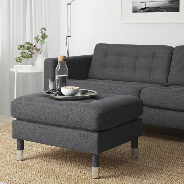 LANDSKRONA Footstool, Gunnared dark grey/metal
