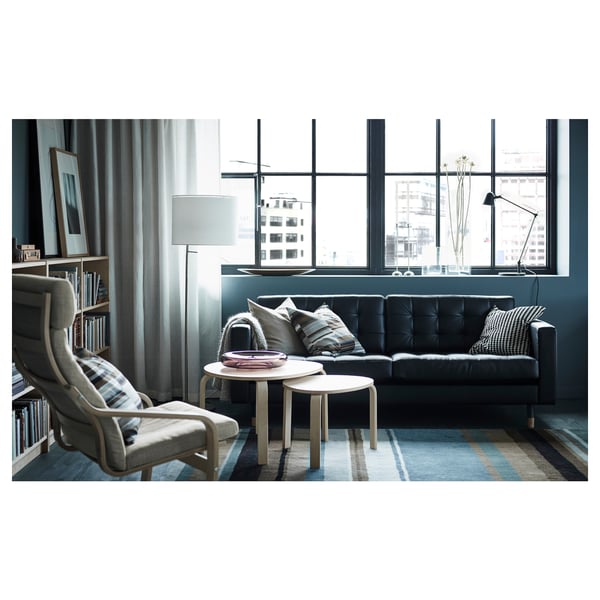 LANDSKRONA Three-seat sofa, Grann/Bomstad black/wood