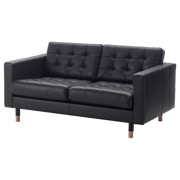 LANDSKRONA Two-seat sofa, Grann/Bomstad black/wood