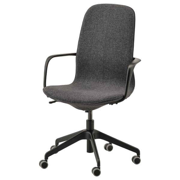 LÅNGFJÄLL Conference chair with armrests, Gunnared dark grey/black