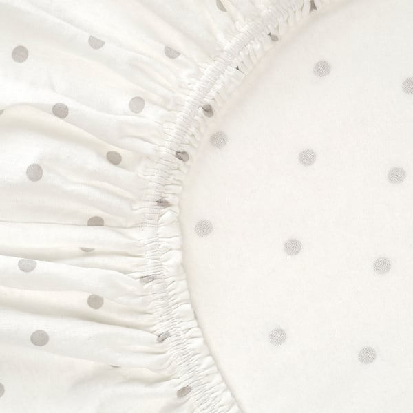 LENAST Fitted sheet for cot, dotted/moon, 70x132 cm