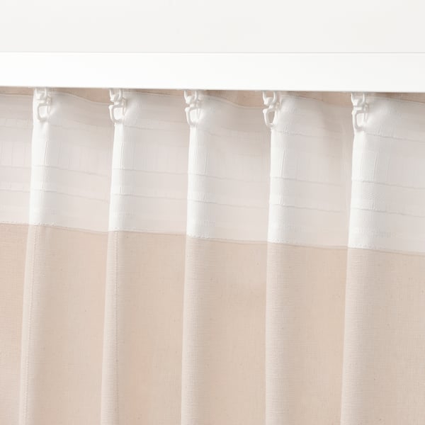 LENDA Curtains with tie-backs, 1 pair, light pink/with heading tape, 140x250 cm