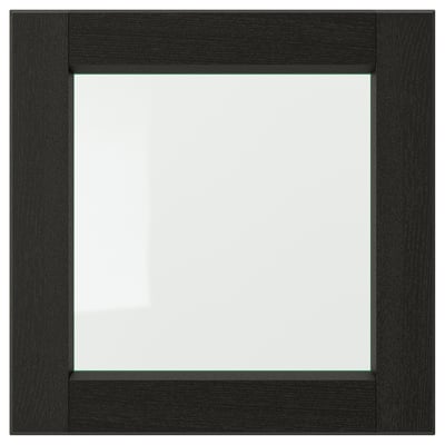Black square wooden frame with bevelled edges and clear glass panel.