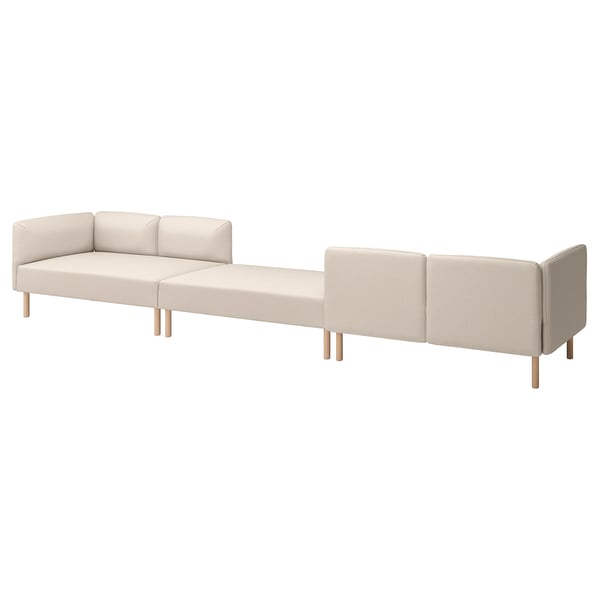 LILLEHEM 6-seat modular sofa, Vissle/beige wood