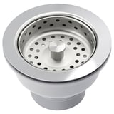 LILLVIKEN silver sink strainer, stainless steel, round shape with straining holes, modern design.