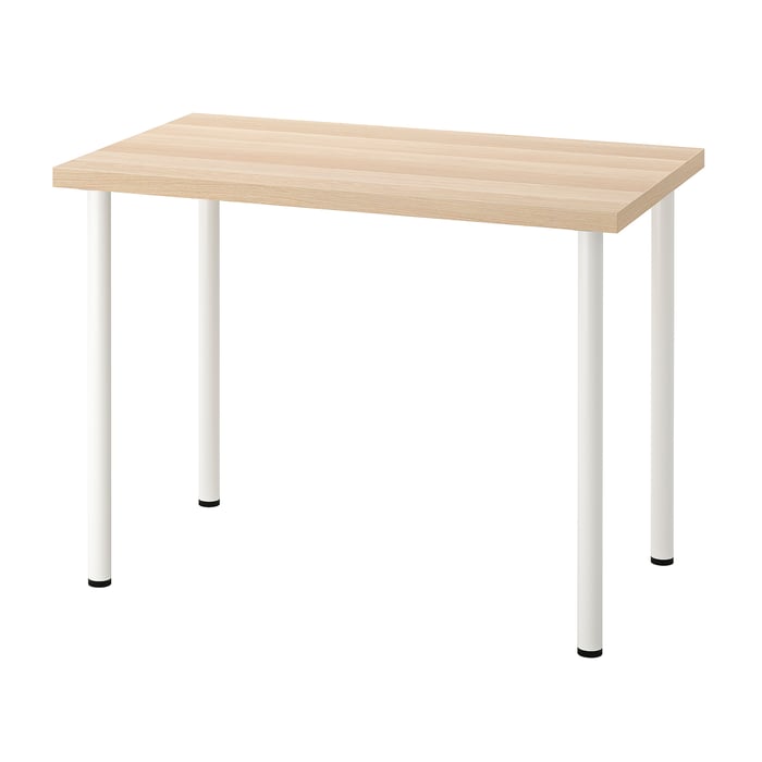 Best desks for small NZ home offices — LINNMON / ADILS desk, white stained oak effect/white, 100x60 cm