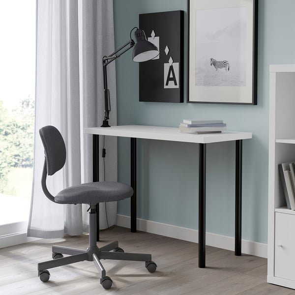 LINNMON / ADILS Table, white/black, 100x45 cm