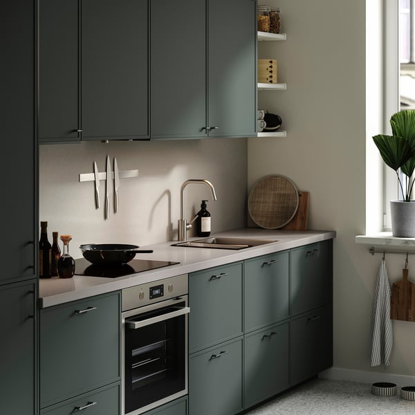 LOCKEBO Custom made worktop, light grey stone effect/glass composite, 1 m²x4.0 cm