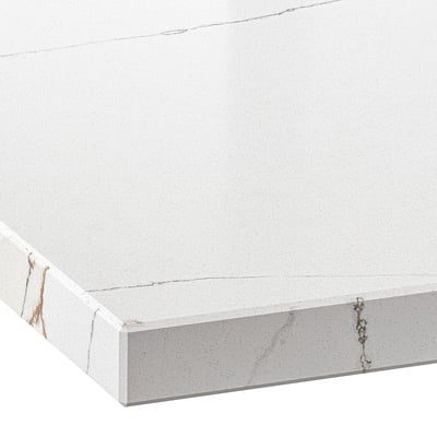 LOCKEBO Custom made worktop, white/grey-beige marble effect/glass composite, 1 m²x4.0 cm