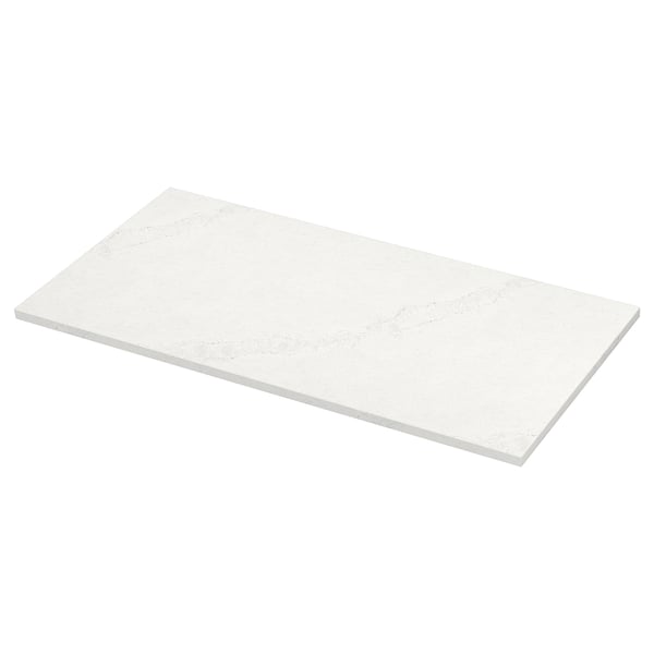 LOCKEBO Custom made worktop, white/grey lively marble effect/glass composite, 1 m²x4.0 cm