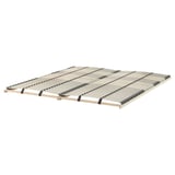 A LÖNSET slatted bed base. Its rectangular, has wooden slats for support, and comfort zones for improved sleep.