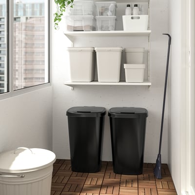 LÖVKVAST Bin with lid, black, 50 l