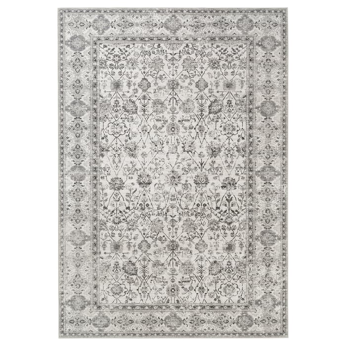LOKALTÅG rug, low pile, beige/grey, 133x195 cm