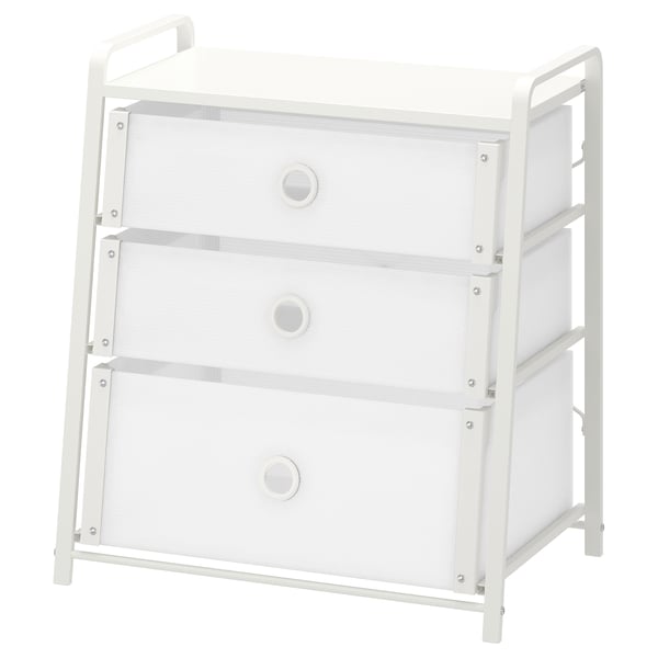 LOTE Chest of 3 drawers, white, 55x36x62 cm