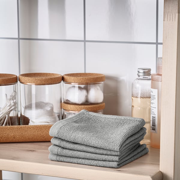 LUDDVIAL Washcloth, grey, 25x25 cm