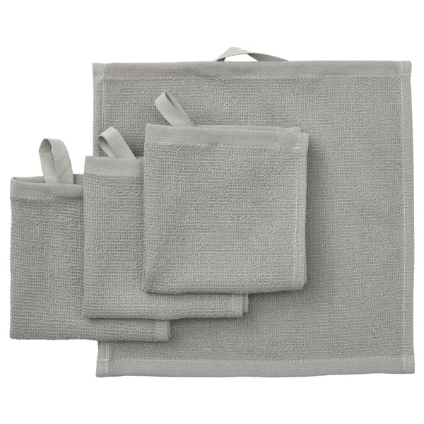 LUDDVIAL Washcloth, grey, 25x25 cm