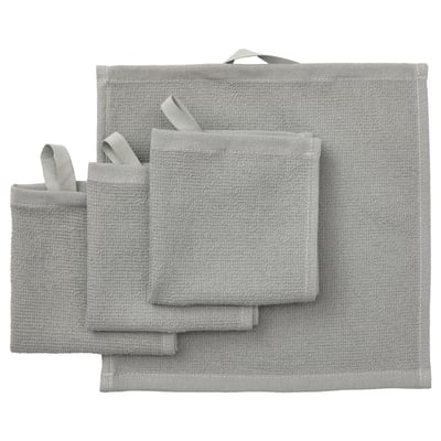LUDDVIAL Washcloth, grey, 25x25 cm