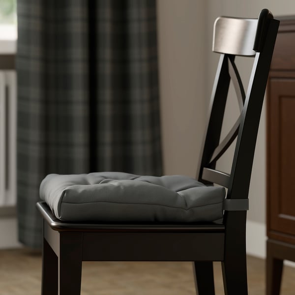 MALINDA Chair cushion, grey, 40/35x38x7 cm