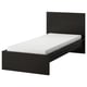 MALM Bed frame with mattress, black-brown/Åbygda firm, Single