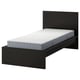 MALM Bed frame with mattress, black-brown/Valevåg extra firm, Single