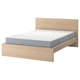 MALM Bed frame with mattress, white stained oak veneer/Valevåg firm, Queen