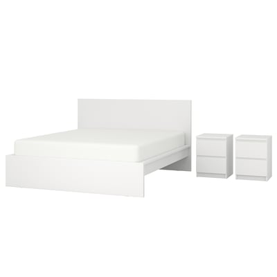 MALM Bedroom furniture, set of 3, white, Queen