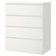 MALM Chest of 4 drawers, white, 80x100 cm