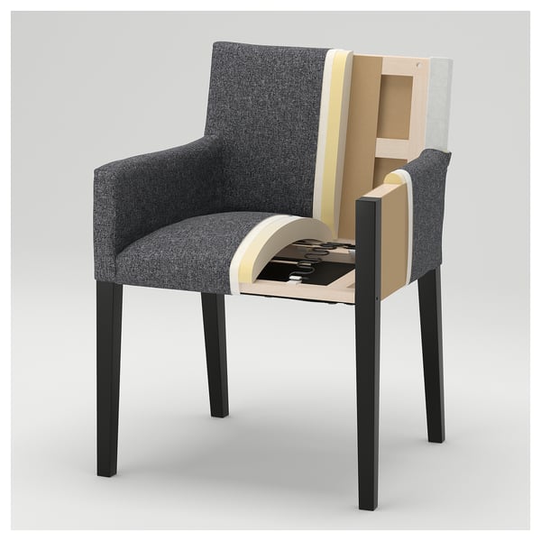 MÅRENÄS Chair with armrests, black/Gunnared beige
