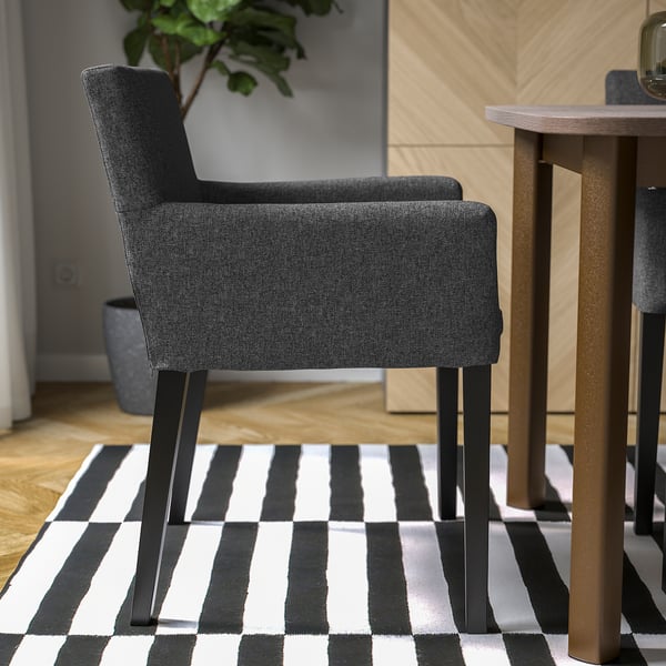 MÅRENÄS Chair with armrests, black/Gunnared dark grey